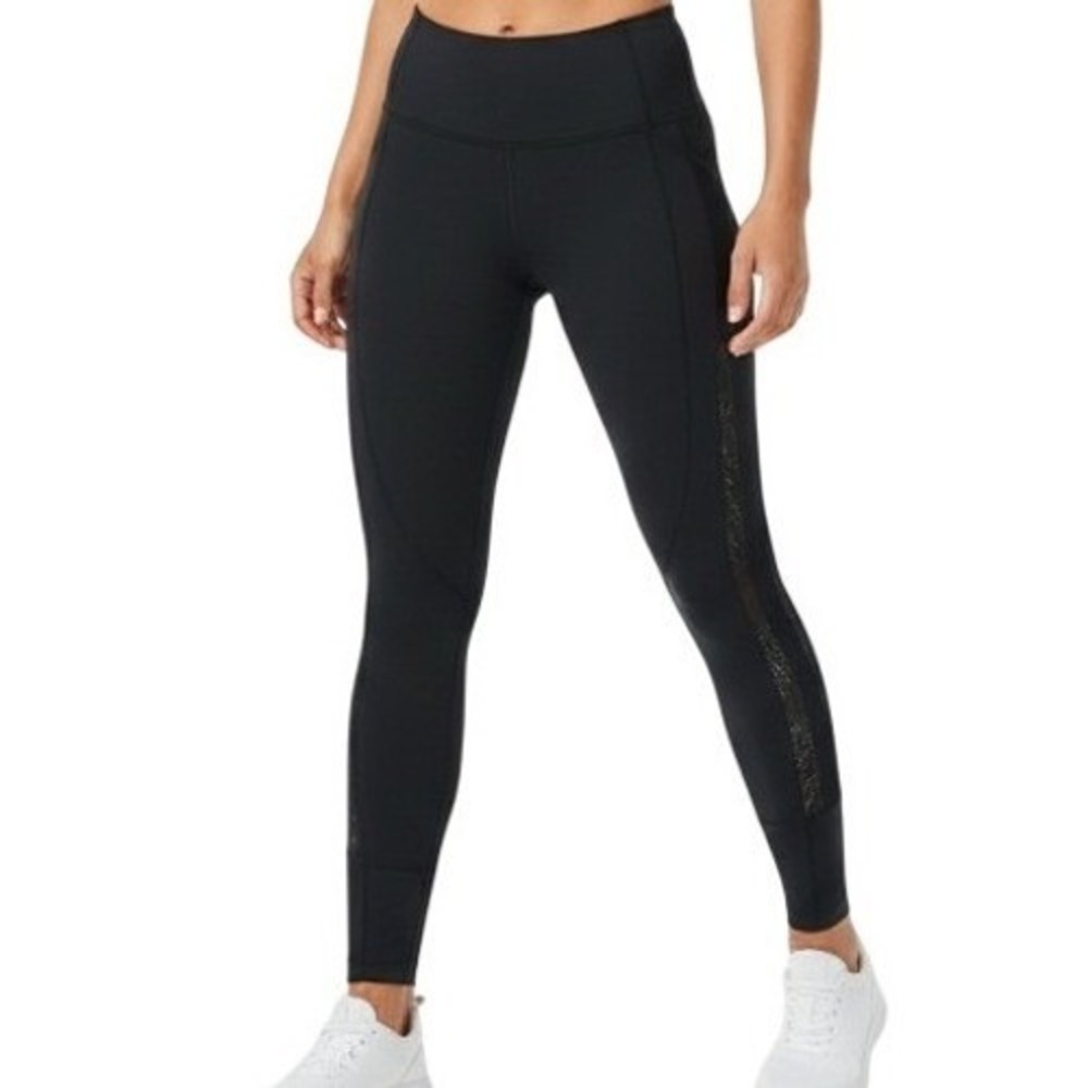 Lululemon Leggings Women 4 Black Mesh Inset High Rise Activewear Tights Casual